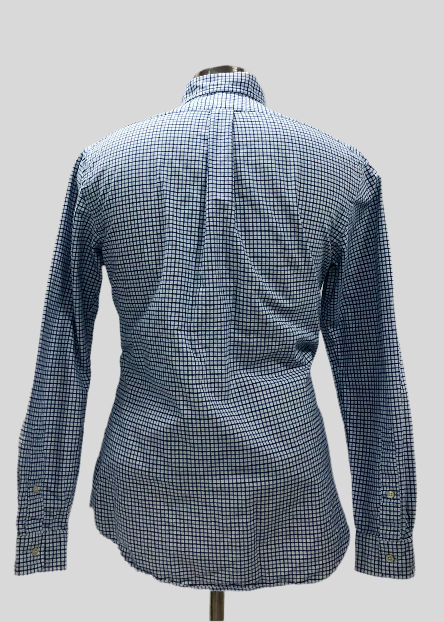 Camisa Polo Ralph Lauren 🏇🏼 Oxford color blanco con patron de cuadros en celeste y azul navy Talla M Entalle Clásico