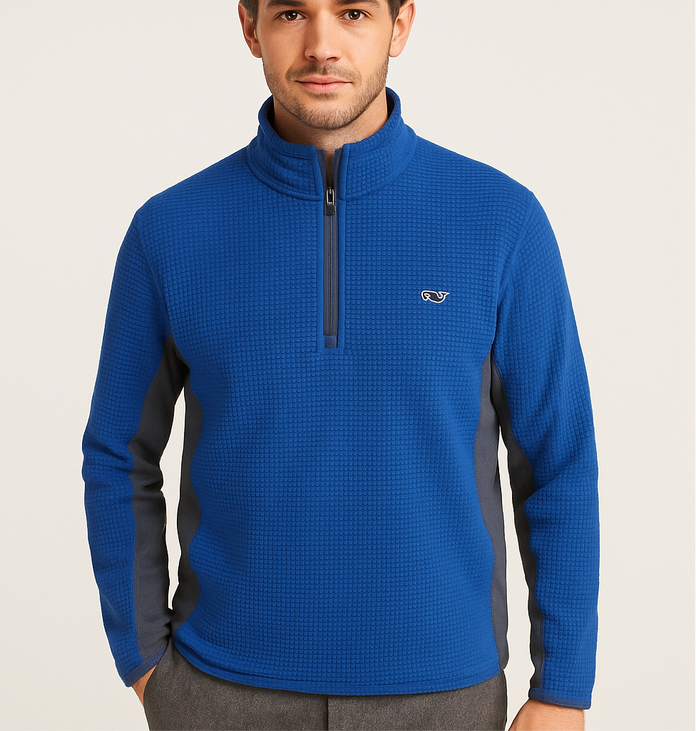 Sueter Jersey Vineyard Vines 🐳 color azul y mangas en gris Talla M