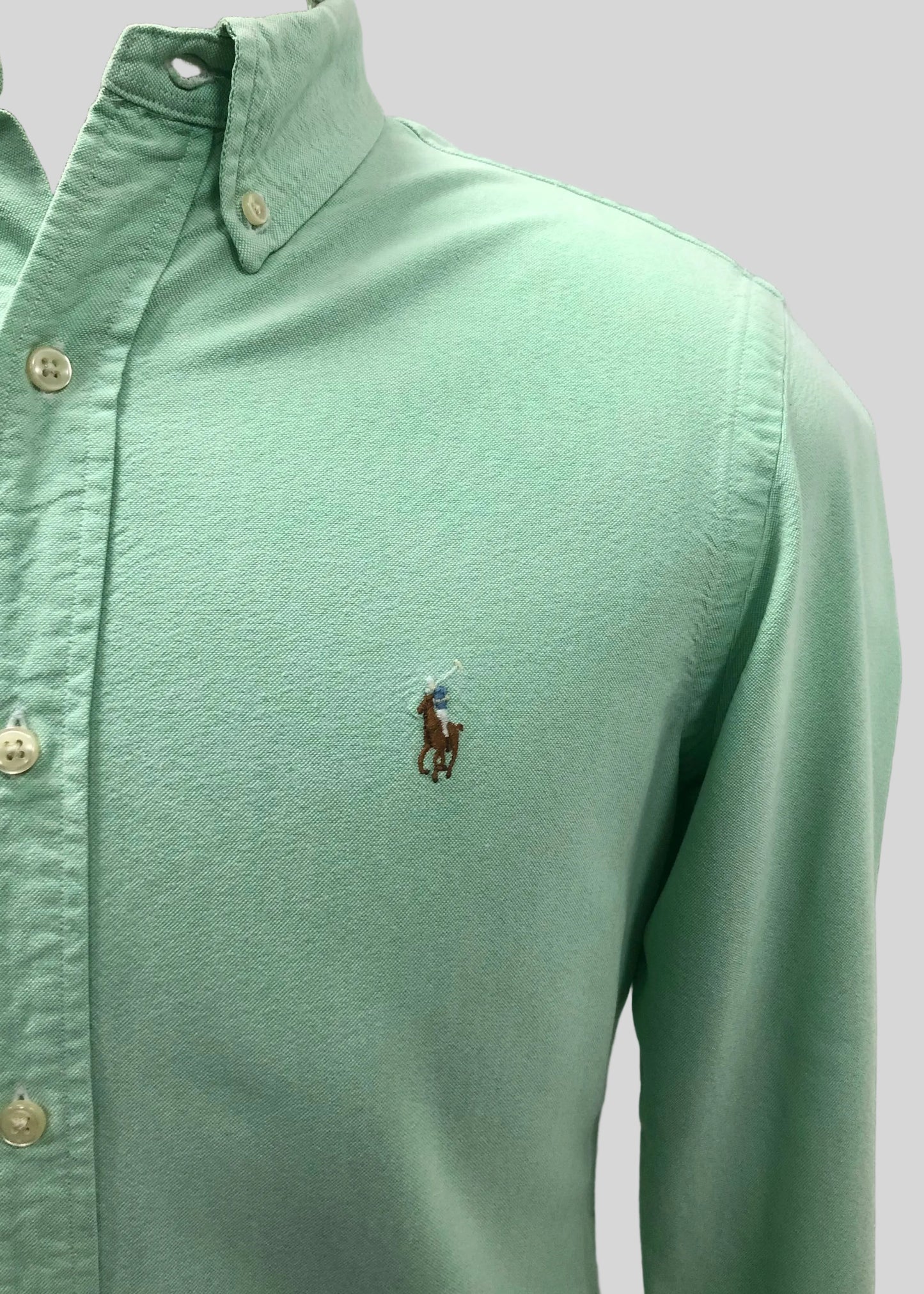 Camisa de botones Polo Ralph Lauren 🏇🏼 Oxford en Color verde menta Talla M Entalle Custom Fit
