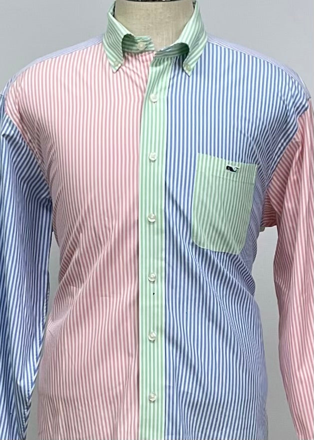 Camisa de botones Vineyard Vines 🐳 con franjas de rayas multicolor Talla L Entalle Regular