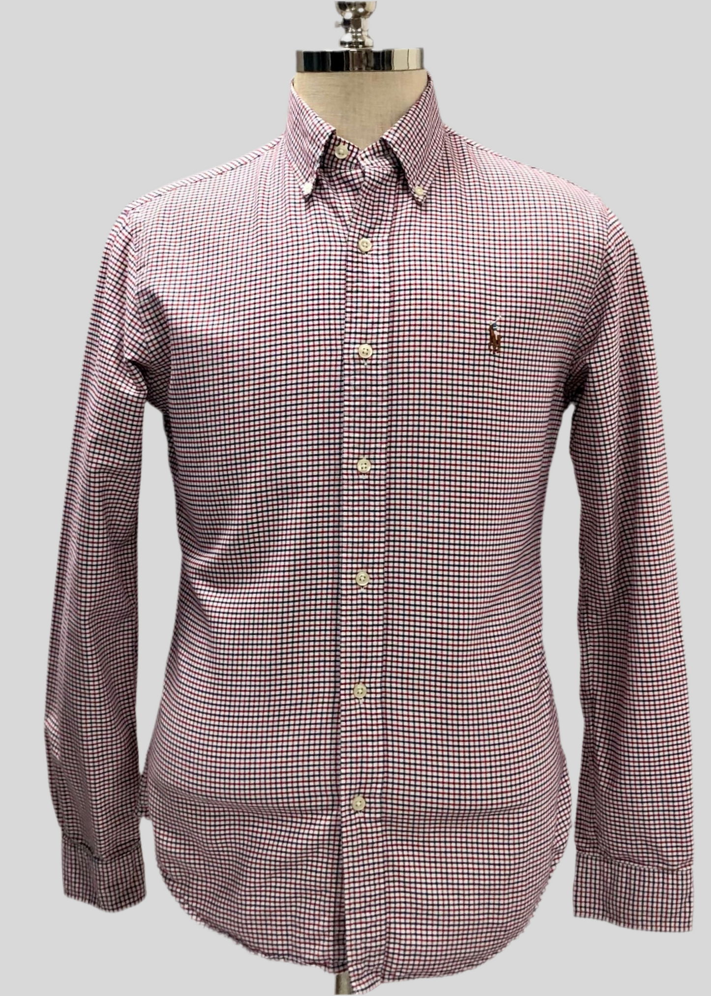 Camisa de botones Polo Ralph Lauren 🏇🏼 Oxford color blanco de cuadros rojo y azul navy Talla M Entalle Slim Fit