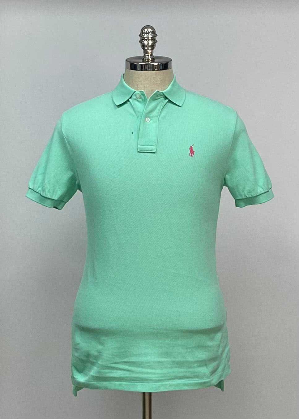 Camiseta Polo Ralph Lauren 🏇🏼 color turquesa y logo rosado Talla S Entalle Clásico