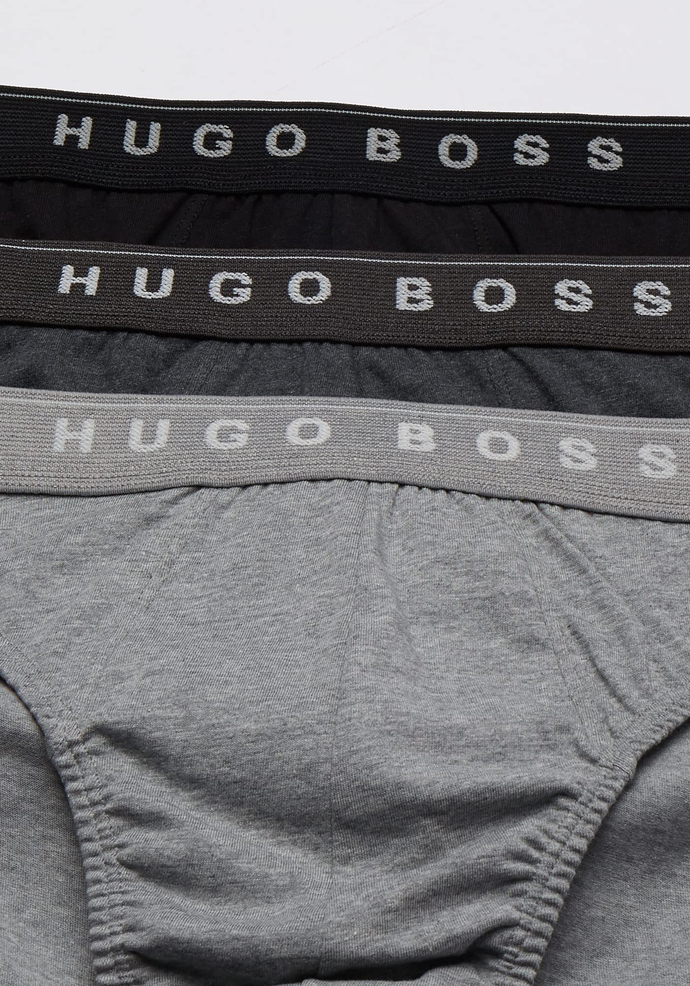 Paquete de 3 Calzoncillos a la cintura Hugo Boss 🇩🇪 - Tela algodon stretch en color negro y gris Talla L