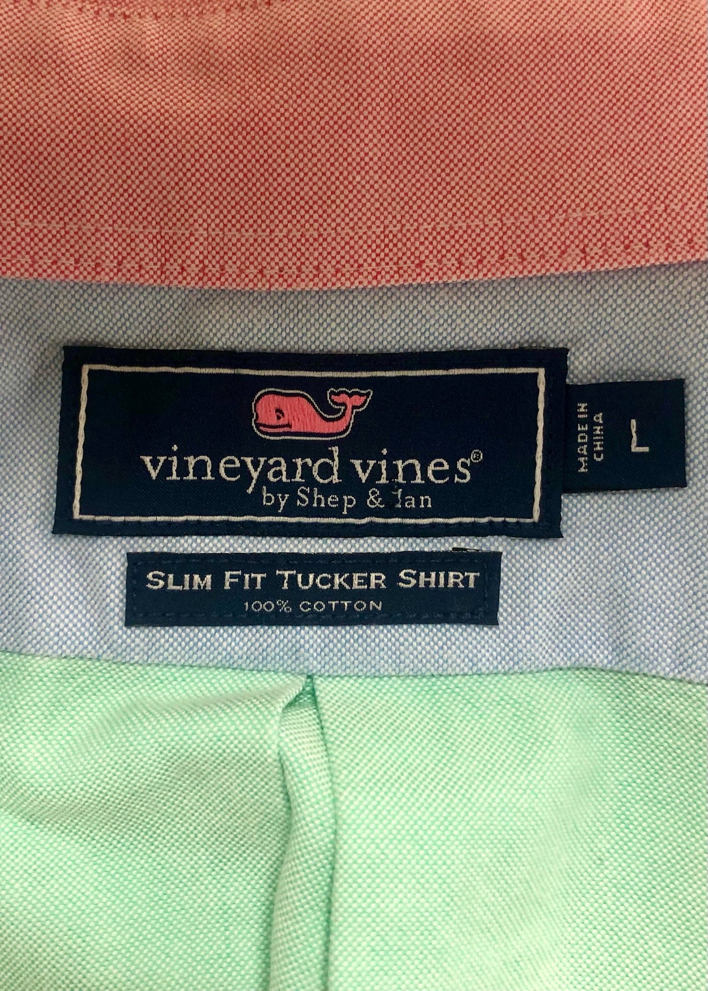 Camisa de botones Vineyard Vines 🐳 Oxford con franjas multicolor Talla L Entalle Slim Fit