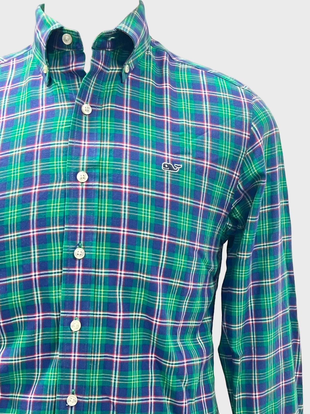 Camisa de botones Vineyard Vines 🐳 de cuadros en color azul, verde, rojo y blanco Talla S Entalle Slim Fit