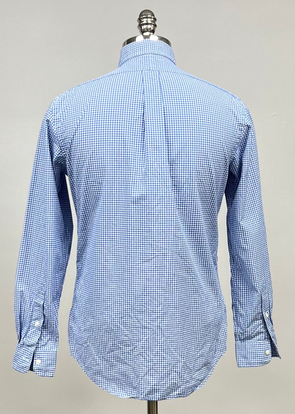 Camisa Polo Ralph Lauren 🏇🏼 con patrón de cuadros gingham celeste y blanco Talla S Entalle Regular