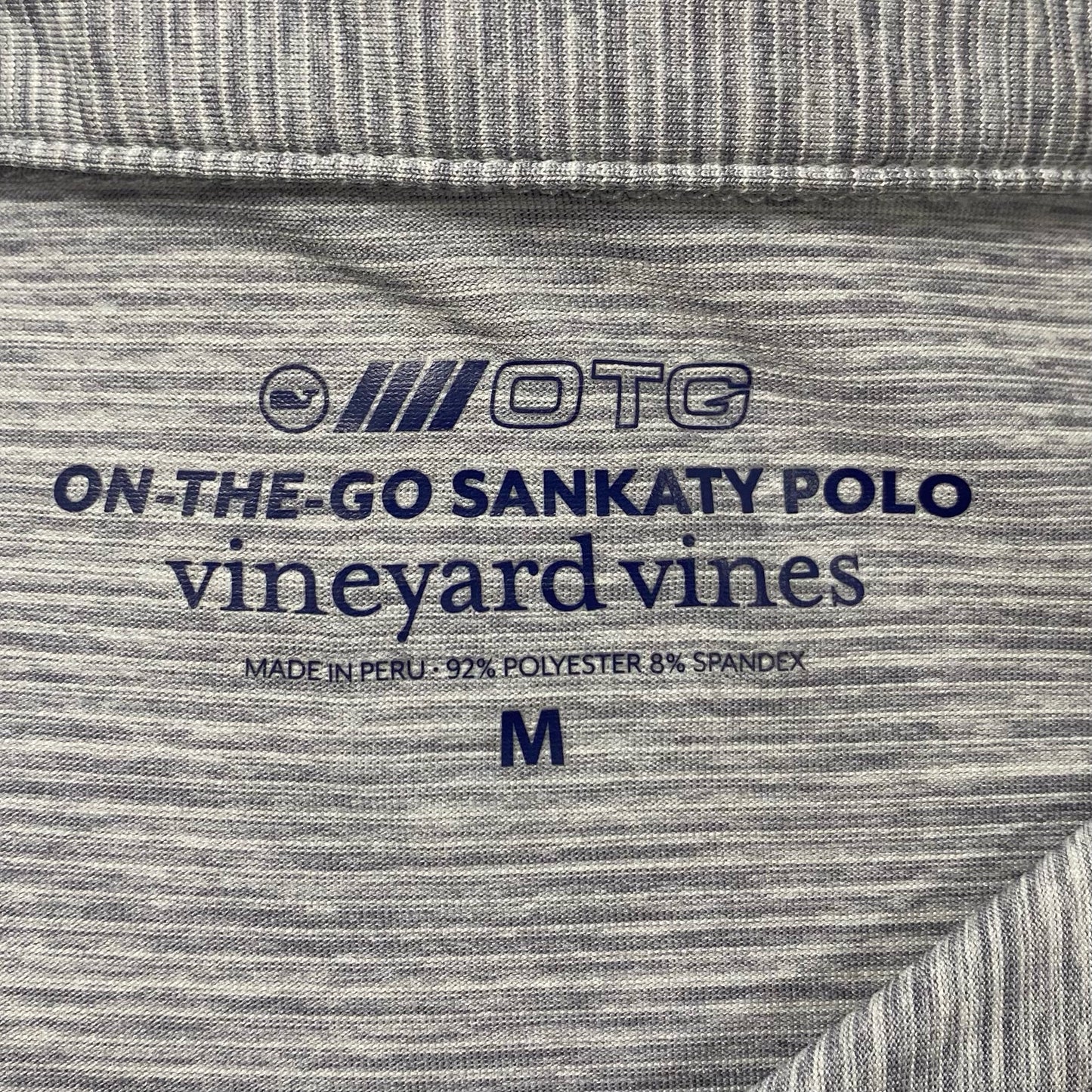 Camiseta Polo Vineyard Vines 🐳 Performance con rayas en gris claro y blanco Talla M Entalle Regular