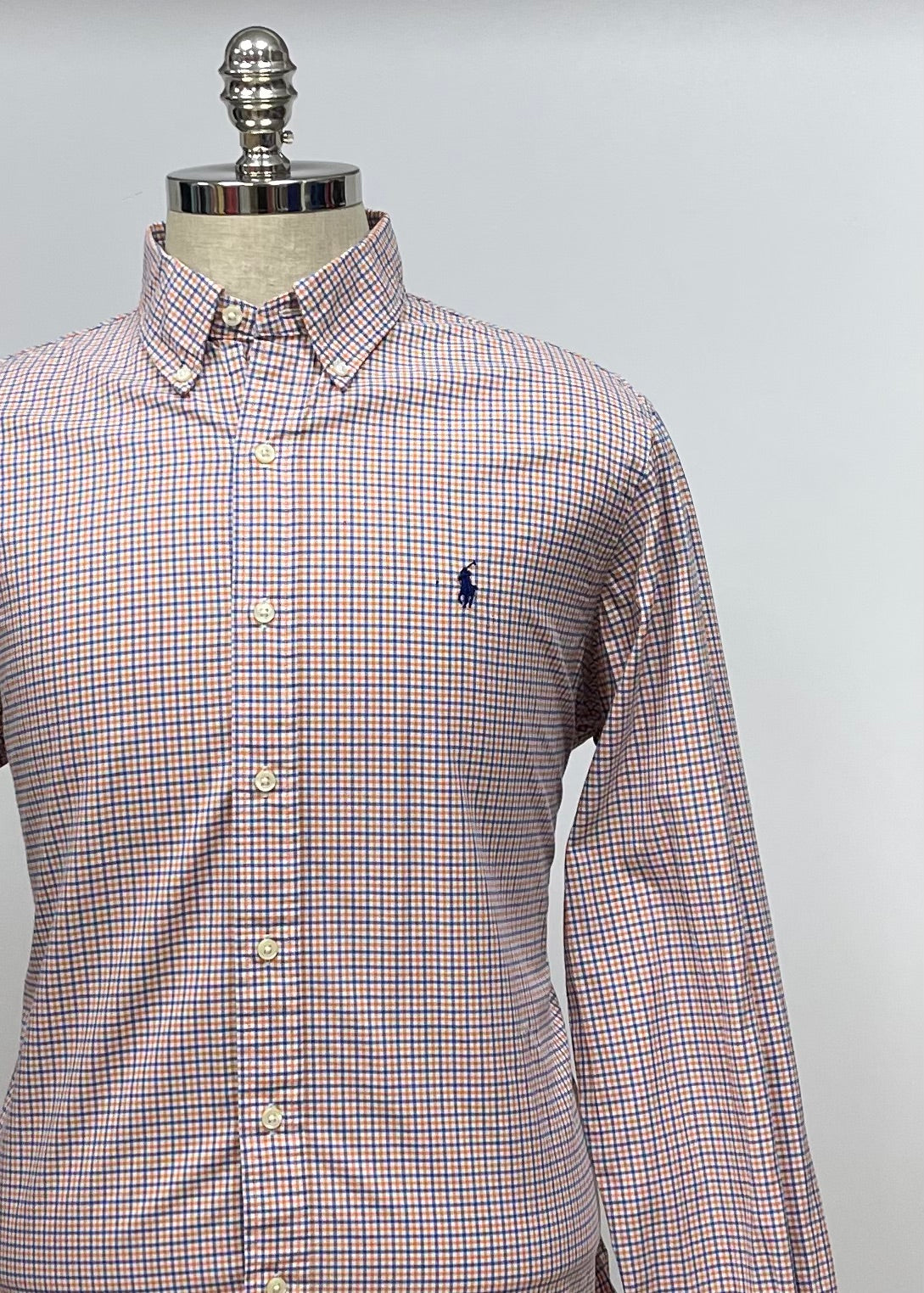 Camisa de cuadros Polo Ralph Lauren🏇 en color naranja, azul y blanco Talla L Entalle Regular