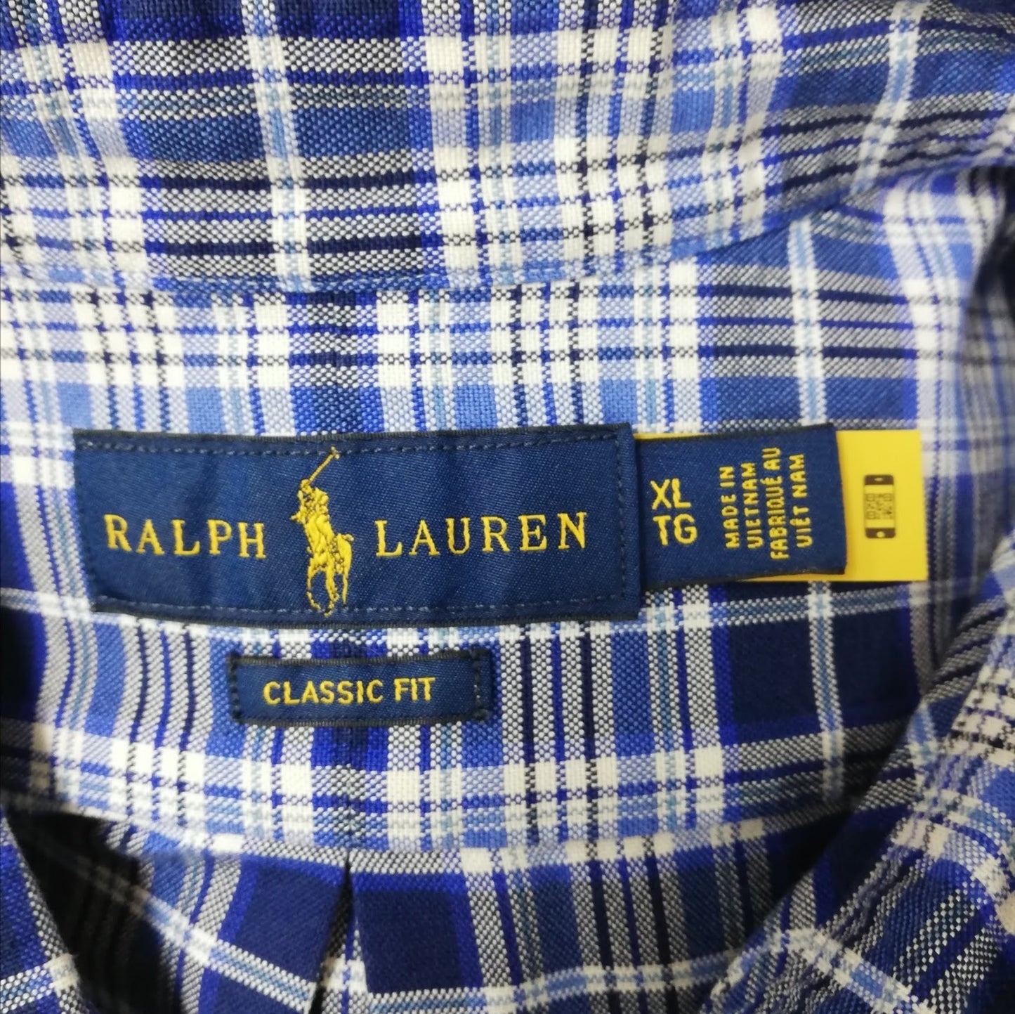 Camisa Polo Ralph Lauren 🏇🏼 Oxford de cuadros en color azul navy, azul y blanco Talla XL Entalle Clásico