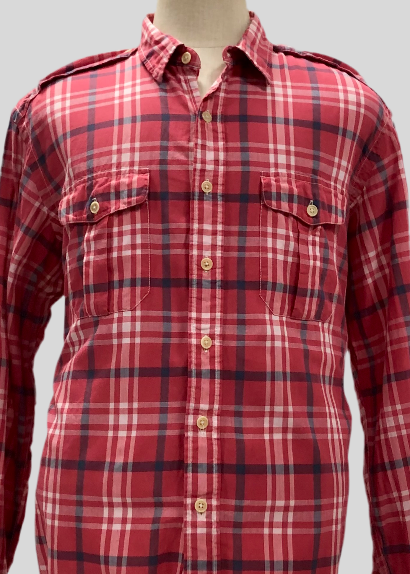 Camisa Polo Ralph Lauren 🏇🏼 Color rojo con patron de cuadros en color azul y blanco Talla XXL Entalle Regular