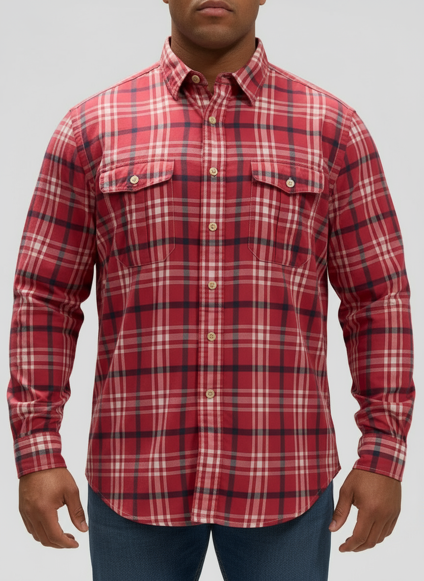 Camisa Polo Ralph Lauren 🏇🏼 Color rojo con patron de cuadros en color azul y blanco Talla XXL Entalle Regular