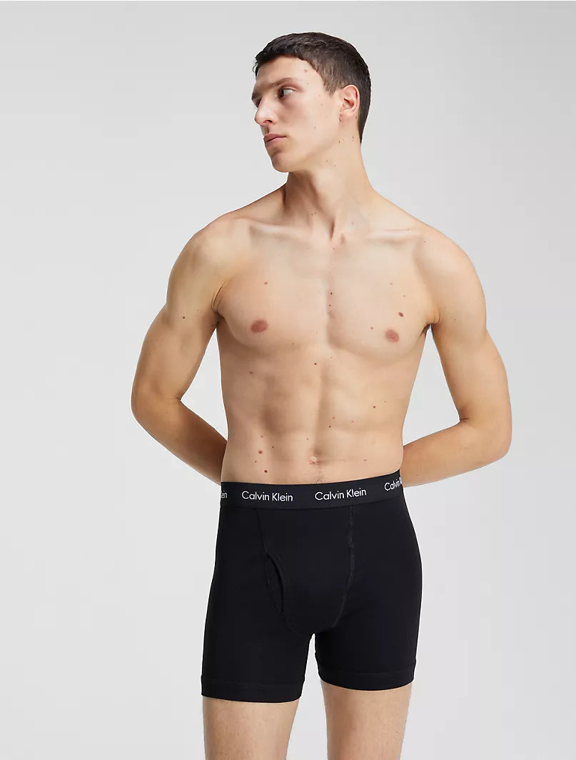 Paquete de 3 Calzoncillos tipo Boxer Calvin Klein Cotton Stretch en color negro - Tela ligera en Talla S