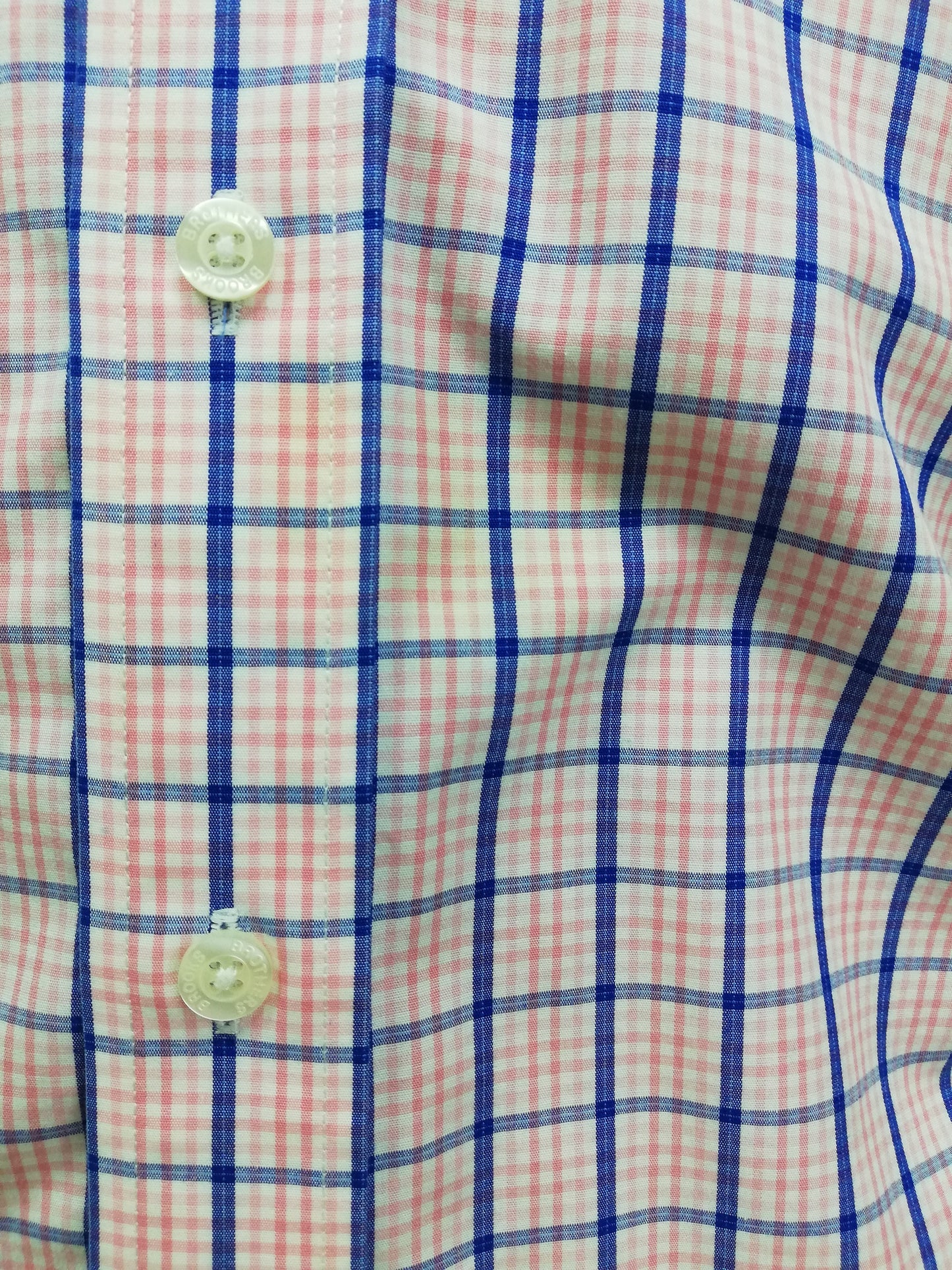 Camisa Brooks Brothers 🐑 color blanco con patrón de cuadros en color rosado y azul Talla L Entalle Regular (ver descripción)
