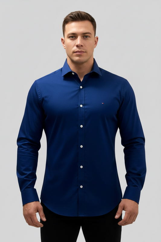 Camisa de botones Tommy Hilfiger 🇺🇸 en color azul navy Talla XL Entalle Slim Fit
