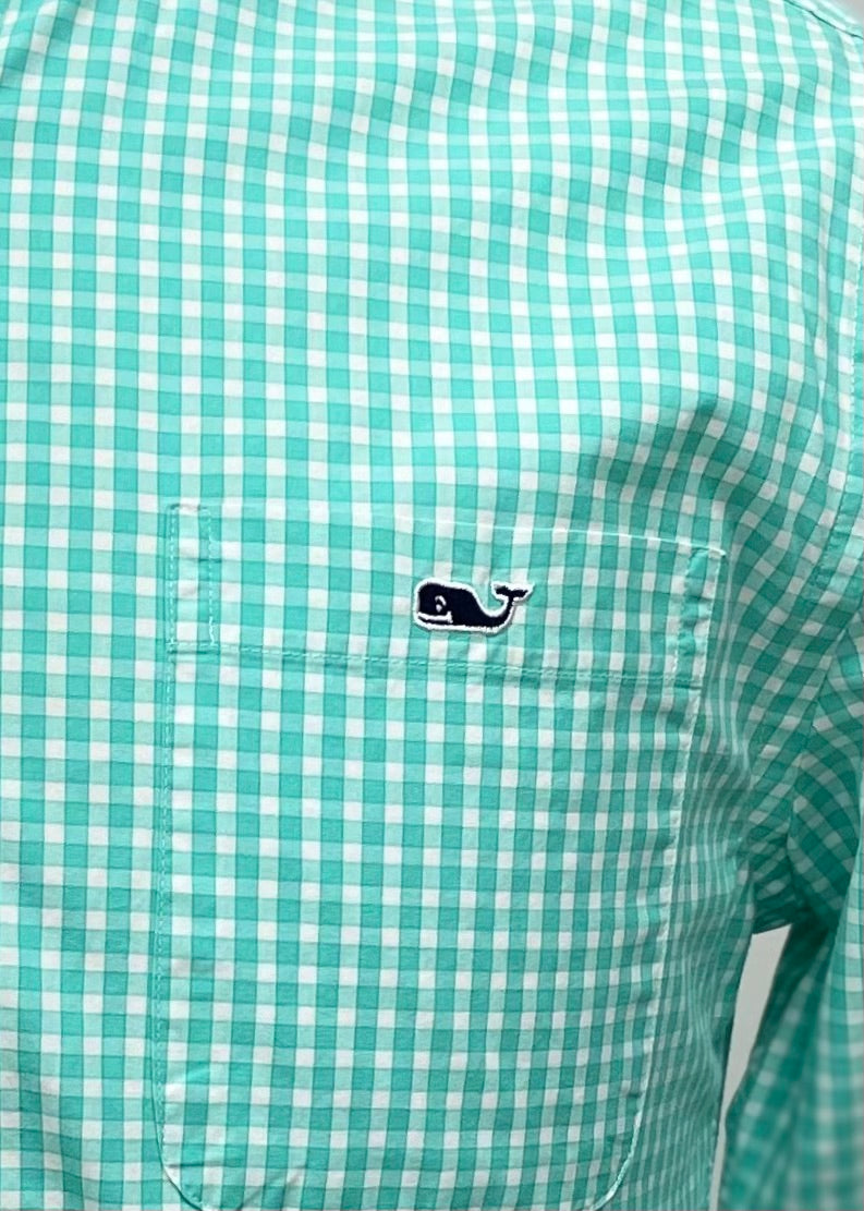 Camisa de cuadros Vineyard Vines 🐳 en color turquesa y blanco Talla S Entalle Slim Fit