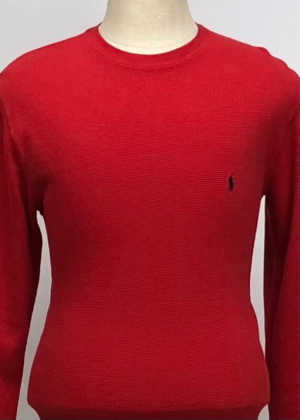 Camiseta cuello redondo Polo Ralph Lauren 🏇🏼 Waffle color rojo manga larga Talla M