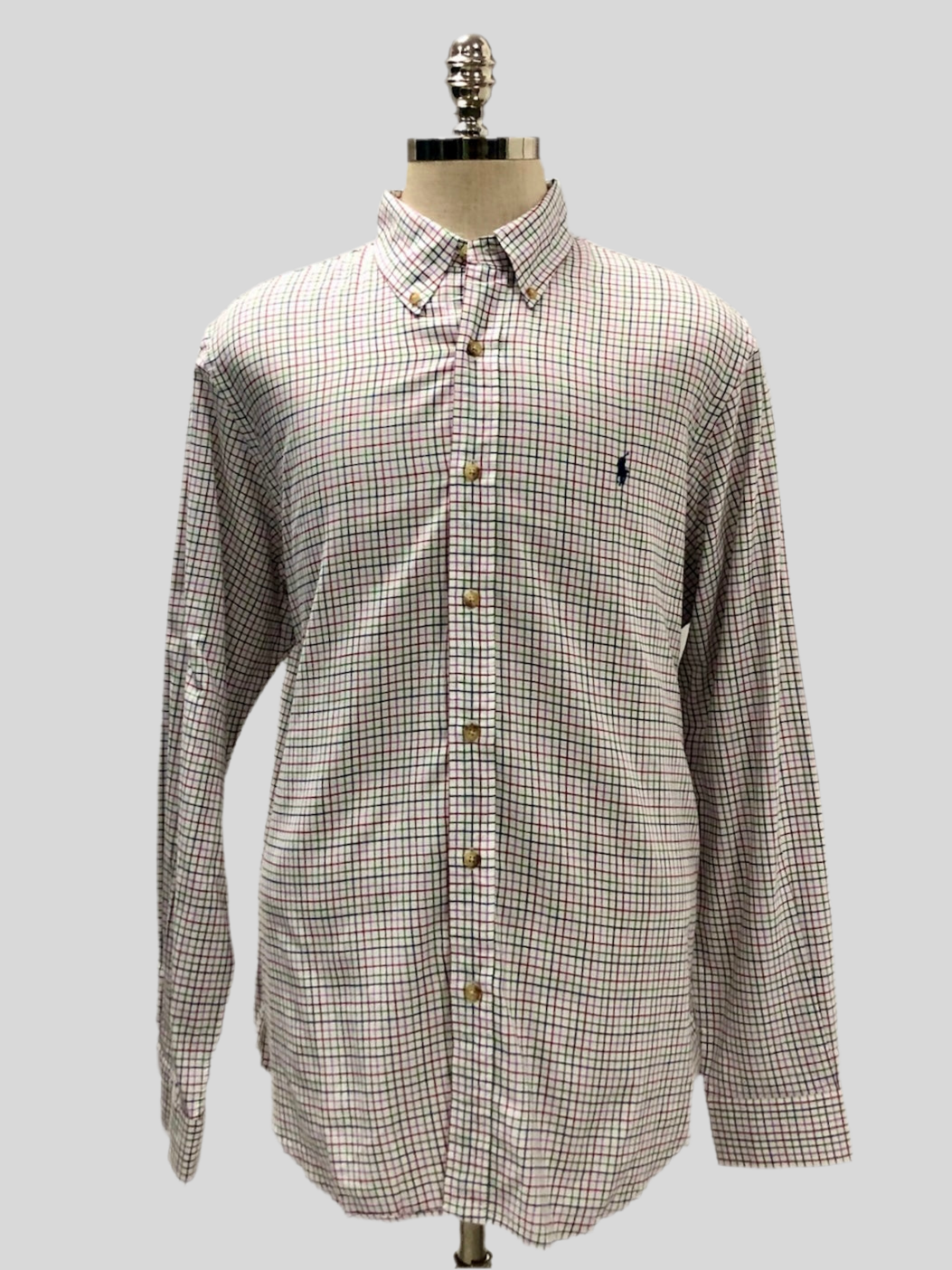 Camisa de botones Polo Ralph Lauren 🏇🏼 color blanco de cuadros en color verde, rojo y azul Talla XL Entalle Regular