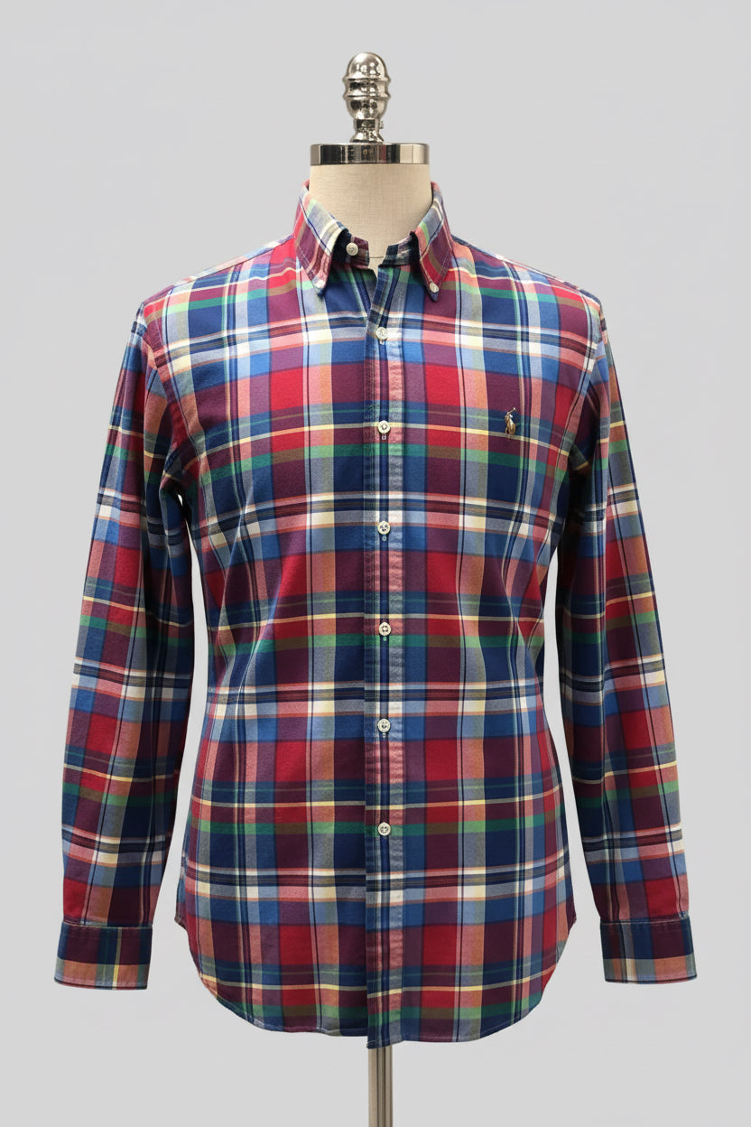 Camisa de botones Polo Ralph Lauren 🏇🏼 Oxford de cuadros tartán en color azul, verde y rojo Talla L Entalle Regular