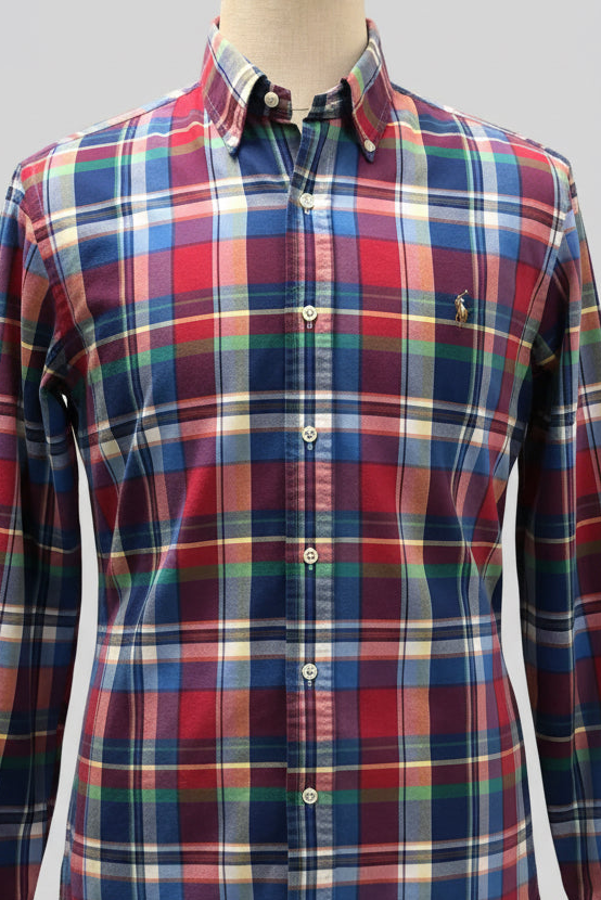 Camisa de botones Polo Ralph Lauren 🏇🏼 Oxford de cuadros tartán en color azul, verde y rojo Talla L Entalle Regular