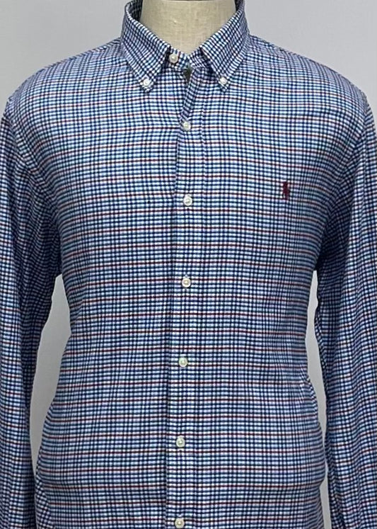 Camisa Polo Ralph Lauren 🏇🏼 Color blanco de cuadros en color azul y rojo Talla XL Entalle Regular