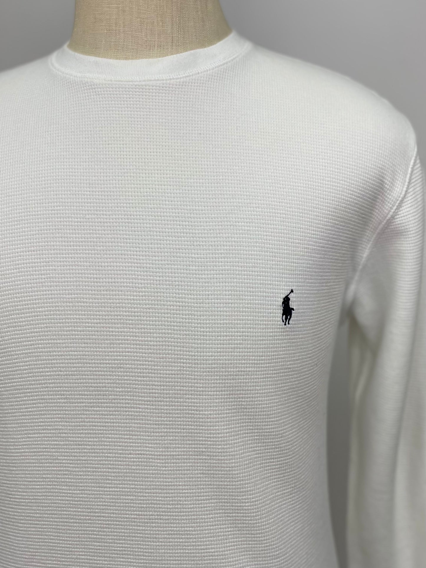 Camiseta cuello redondo Polo Ralph Lauren 🏇🏼 Waffle color blanco manga larga Talla M (ver descripción)