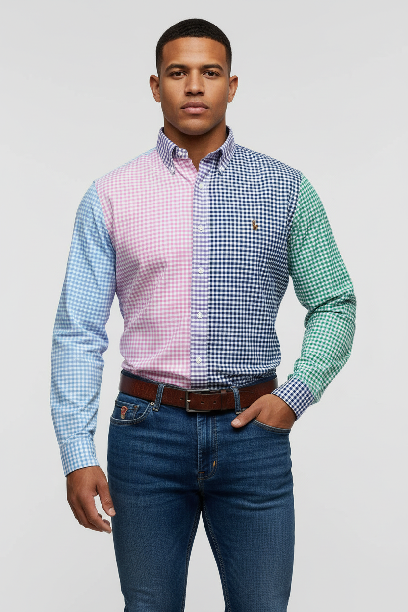 Camisa de botones Polo Ralph Lauren 🏇🏼 Oxford de cuadros gingham multicolor Talla XL Entalle Regular