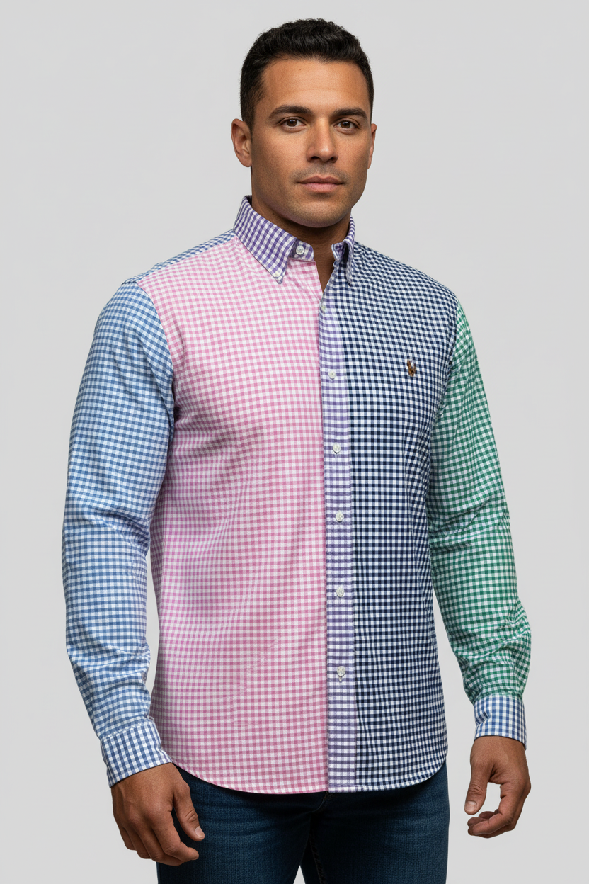 Camisa de botones Polo Ralph Lauren 🏇🏼 Oxford de cuadros gingham multicolor Talla XL Entalle Regular