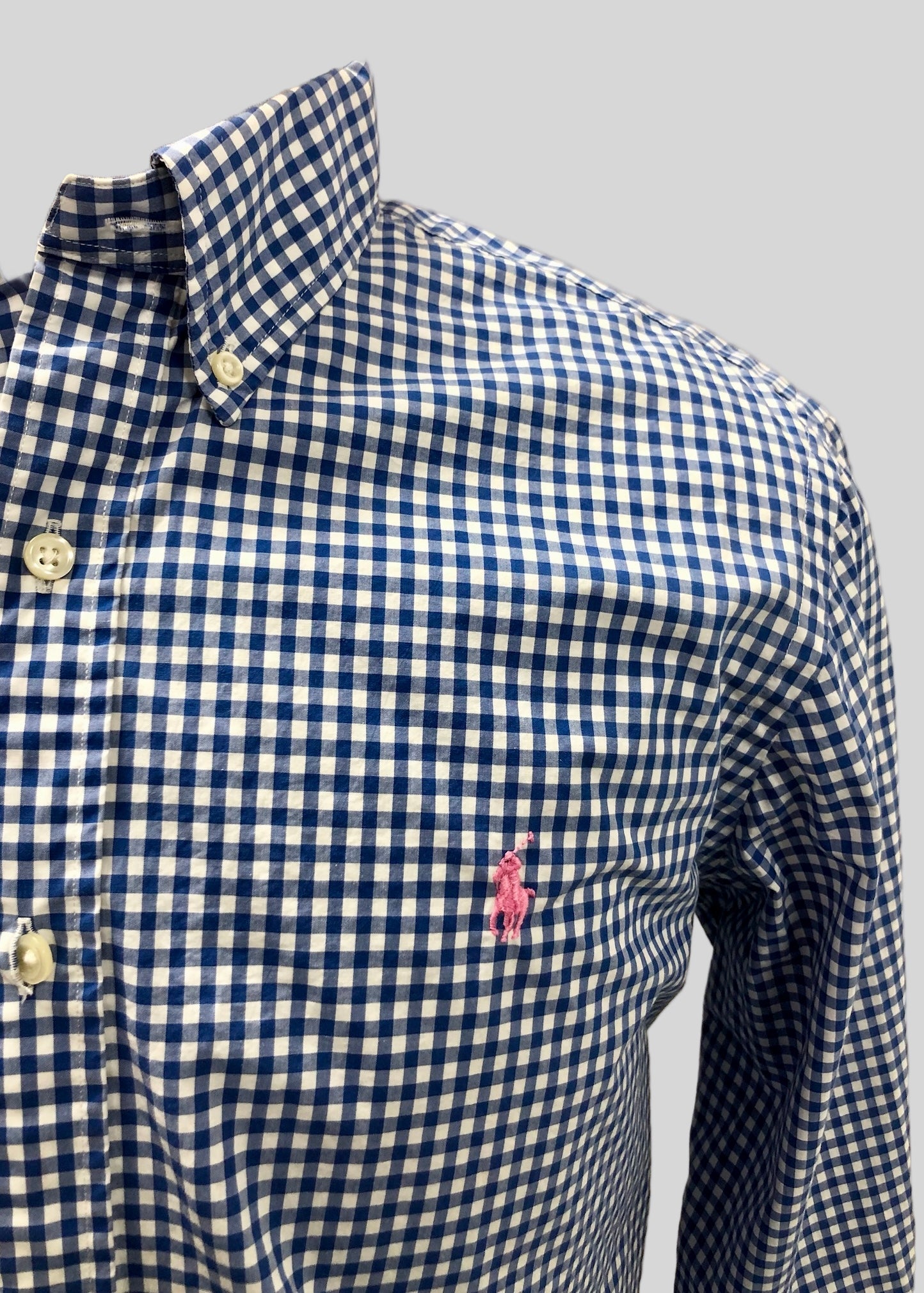 Camisa de botones Polo Ralph Lauren 🏇🏼 de cuadros gingham azul y blanco Talla L Entalle Clásico