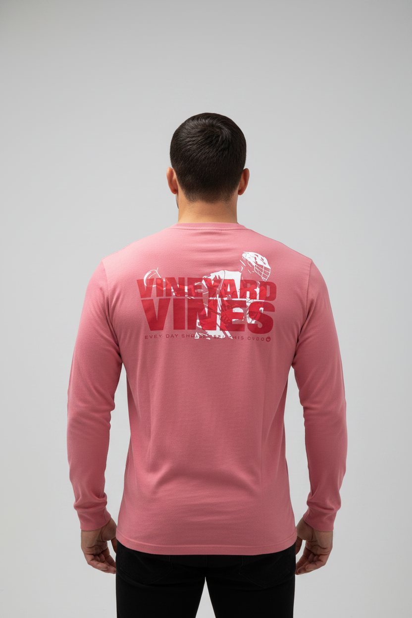 Camiseta de bolsillo Vineyard Vines 🐳 color rosado magenta con Diseño de Lacrosse Talla L