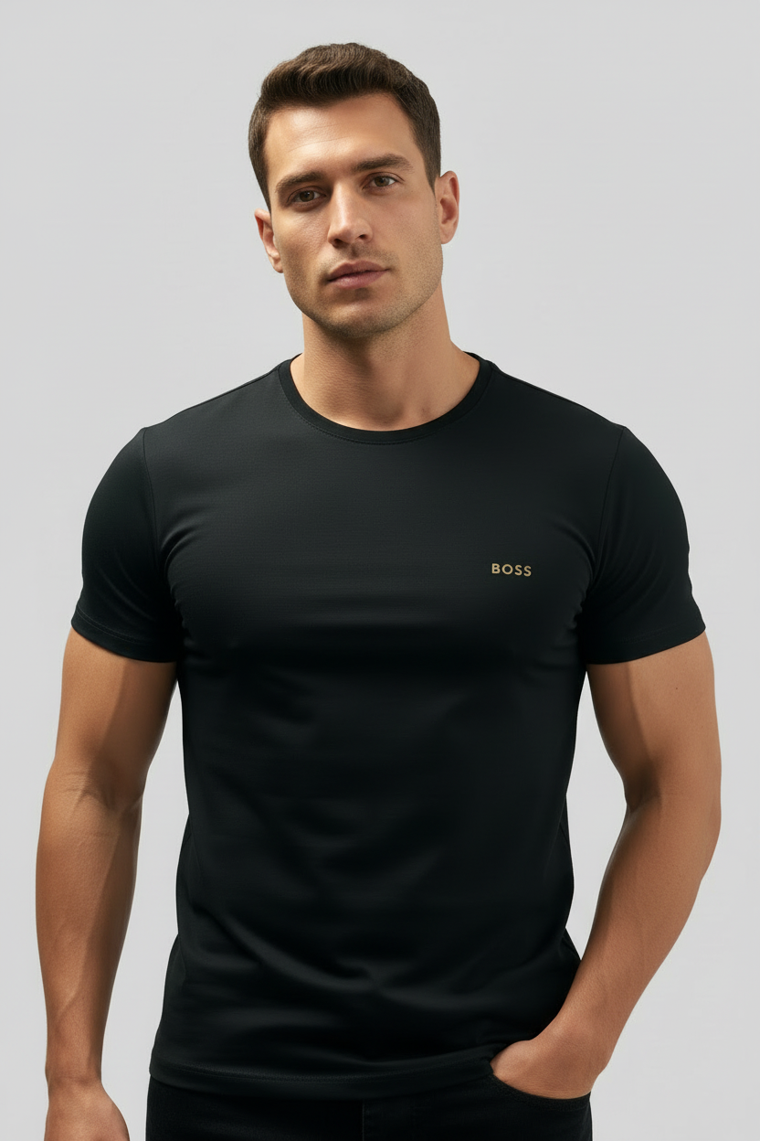 Camiseta cuello redondo Hugo Boss 🇩🇪 Cuello redondo Tela algodón color negro Talla S