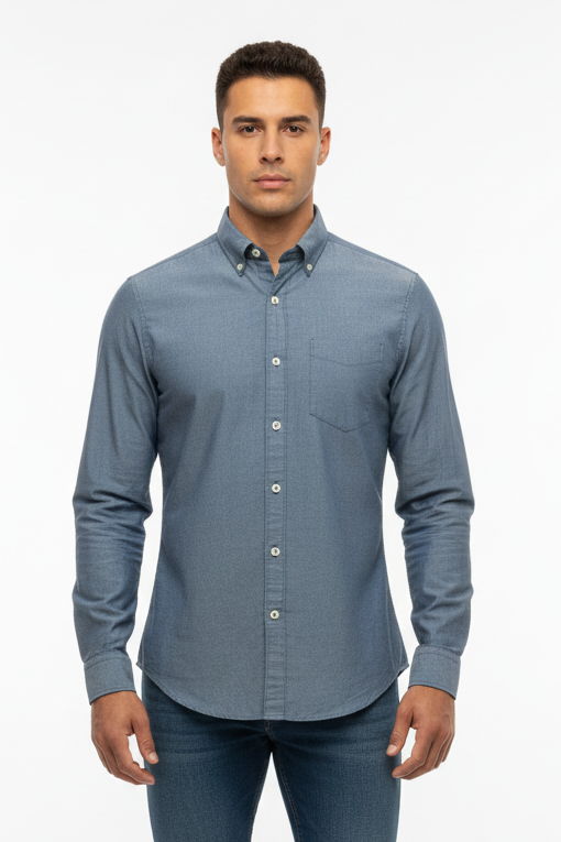 Camisa de botones American Eagle 🦅 de jeans color gris azulado Talla S Entalle Clásico