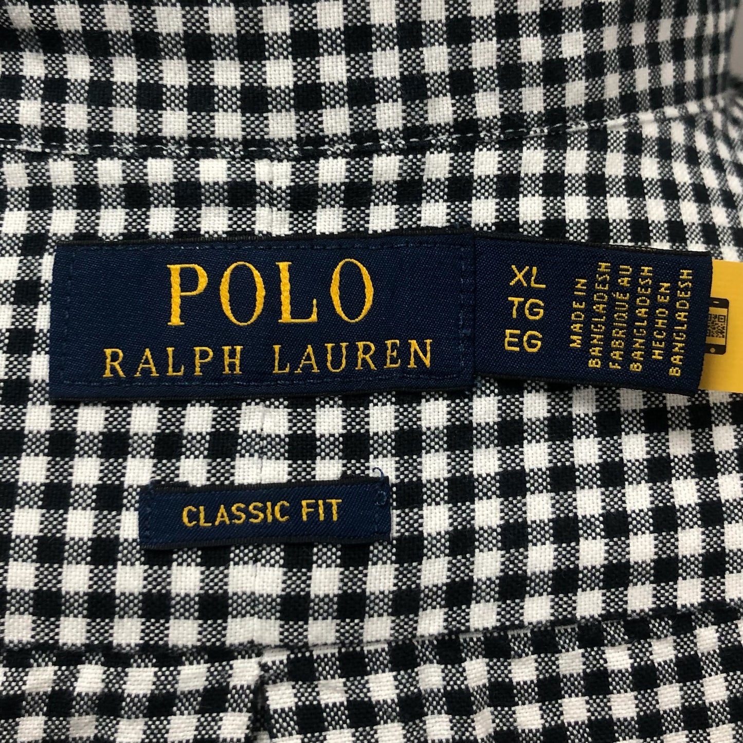Camisa Polo Ralph Lauren 🏇🏼 de cuadros gingham negro y blanco Talla XL Entalle Clásico