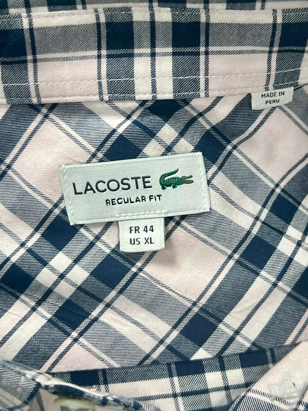 Camisa de botones Lacoste 🐊 de cuadros en color negro y blanco Talla XL Entalle Regular