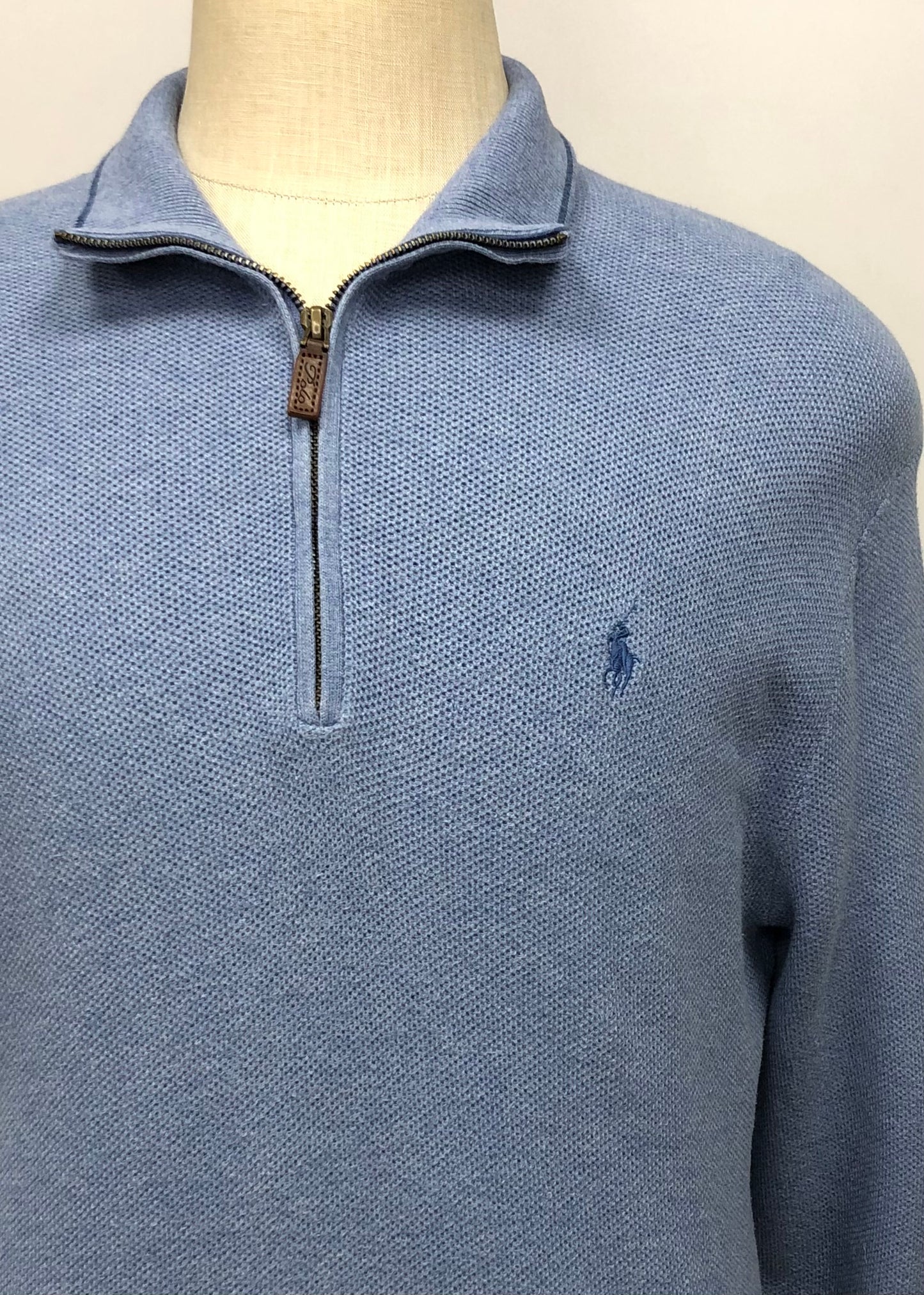 Sueter Jersey Polo Ralph Lauren 🏇🏼 color azul claro con logo en azul Talla XL