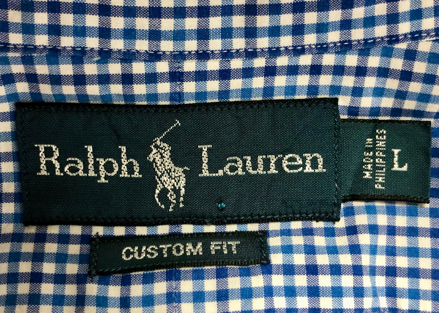 Camisa Polo Ralph Lauren 🏇🏼 Color blanco de cuadros en color celeste y azul Talla L Entalle Custom Fit
