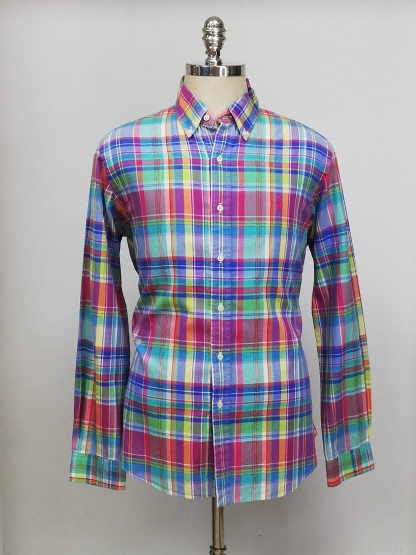 Camisa Polo Ralph Lauren 🏇🏼 con patrón de cuadros multicolor Talla L Entalle Regular