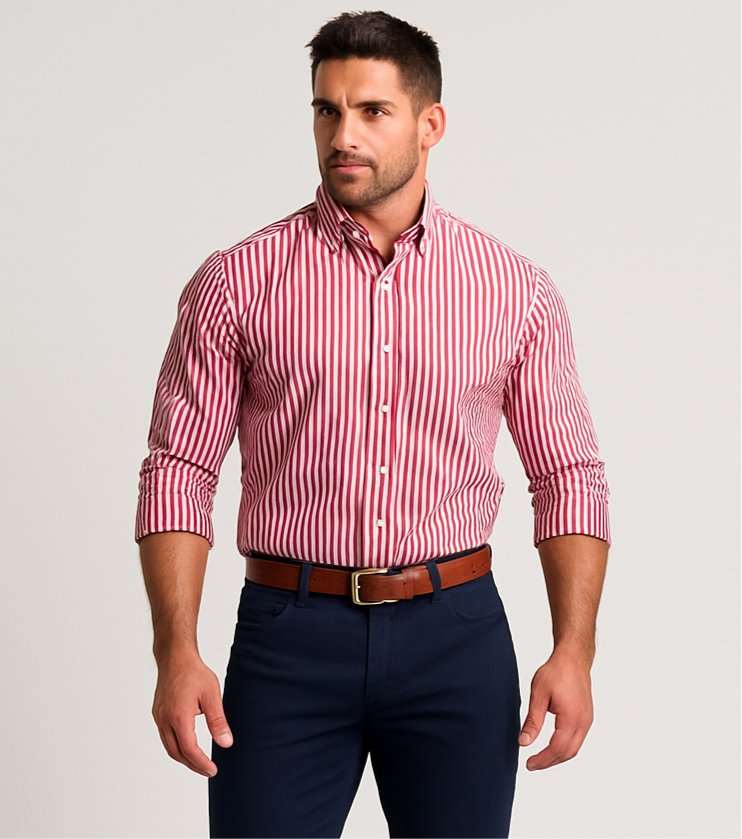 Camisa Brooks Brothers 🐑 con patrón de rayas en rojo y blanco Talla XL Entalle Clásico