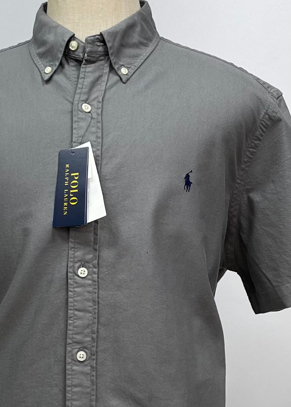 Camisa de botones Polo Ralph Lauren 🏇🏼 Oxford en color gris oscuro Talla XXL Entalle Clásico