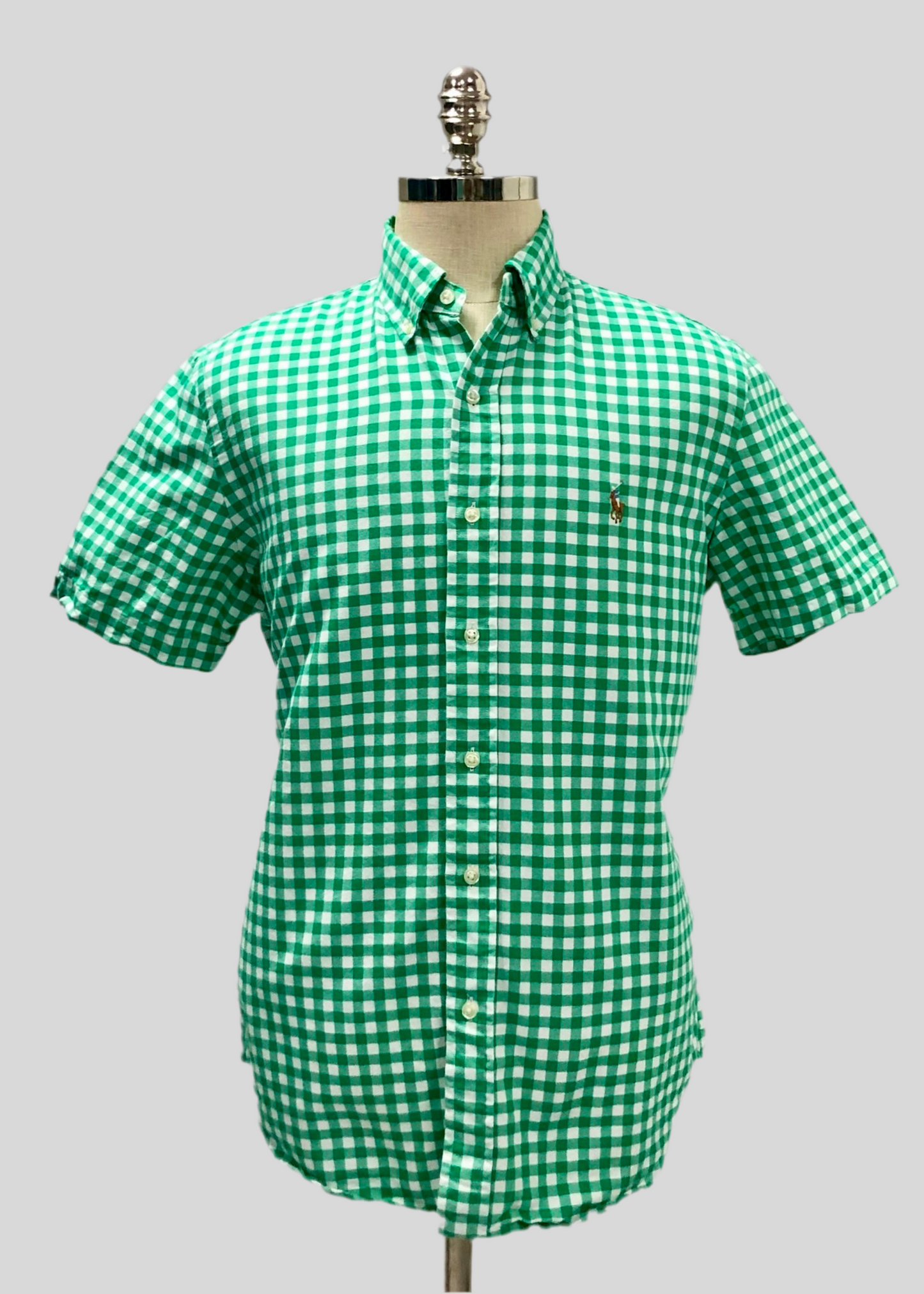 Camisa Polo Ralph Lauren 🏇🏼 Oxford con patron de cuadros gingham verde y blanco Talla M Entalle Clásico