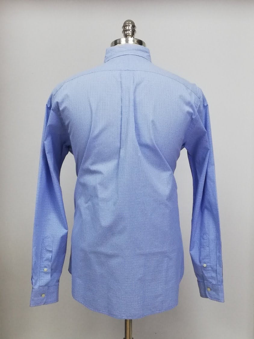 Camisa Polo Ralph Lauren 🏇🏼 color celeste con patron de cuadros en azul navy y blanco Talla L Entalle Regular
