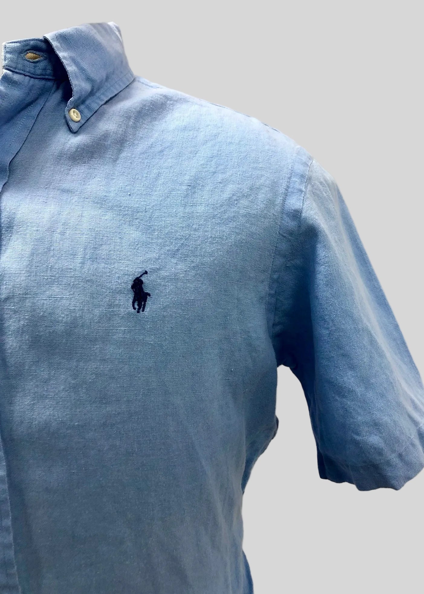 Camisa de botones Polo Ralph Lauren 🏇🏼 De Lino en color celeste Talla M Entalle Clásico