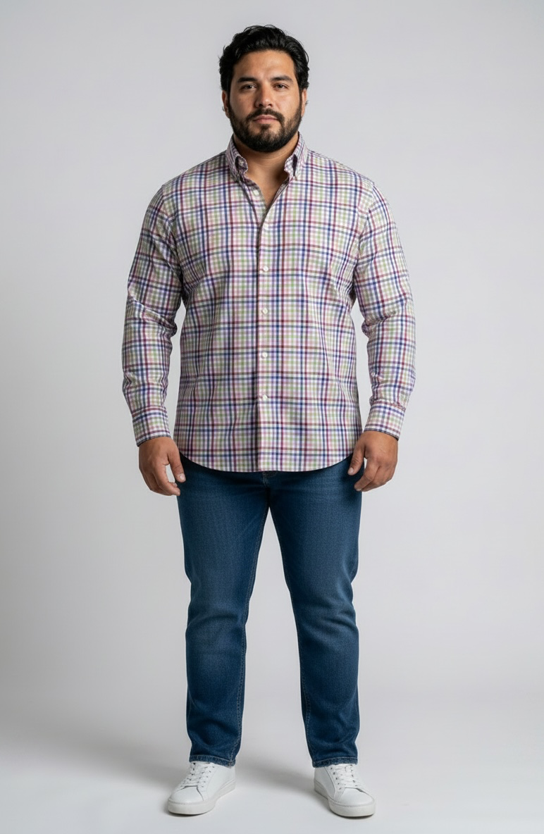 Camisa de botones TailorByrd 🦩 Con patrón de cuadros multicolor Talla XL Entalle Regular