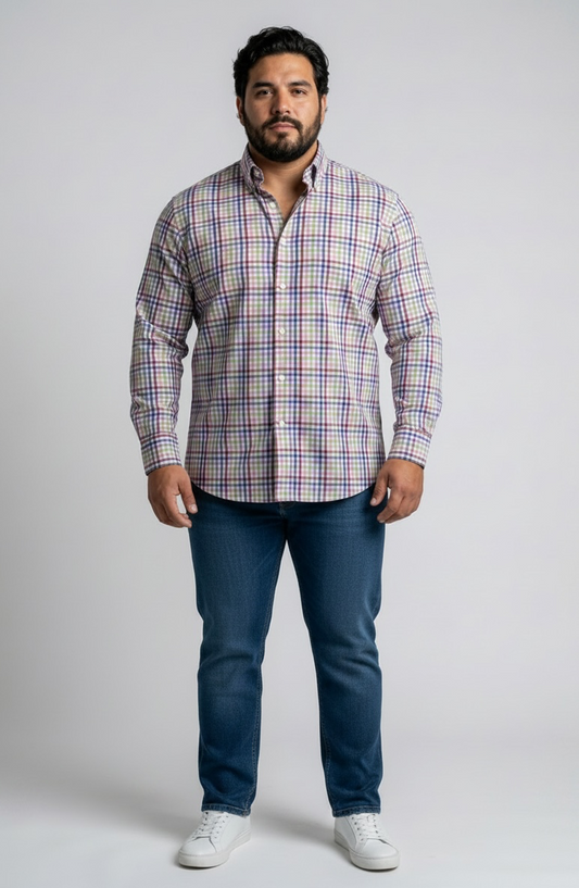 Camisa de botones TailorByrd 🦩 Con patrón de cuadros multicolor Talla XL Entalle Regular
