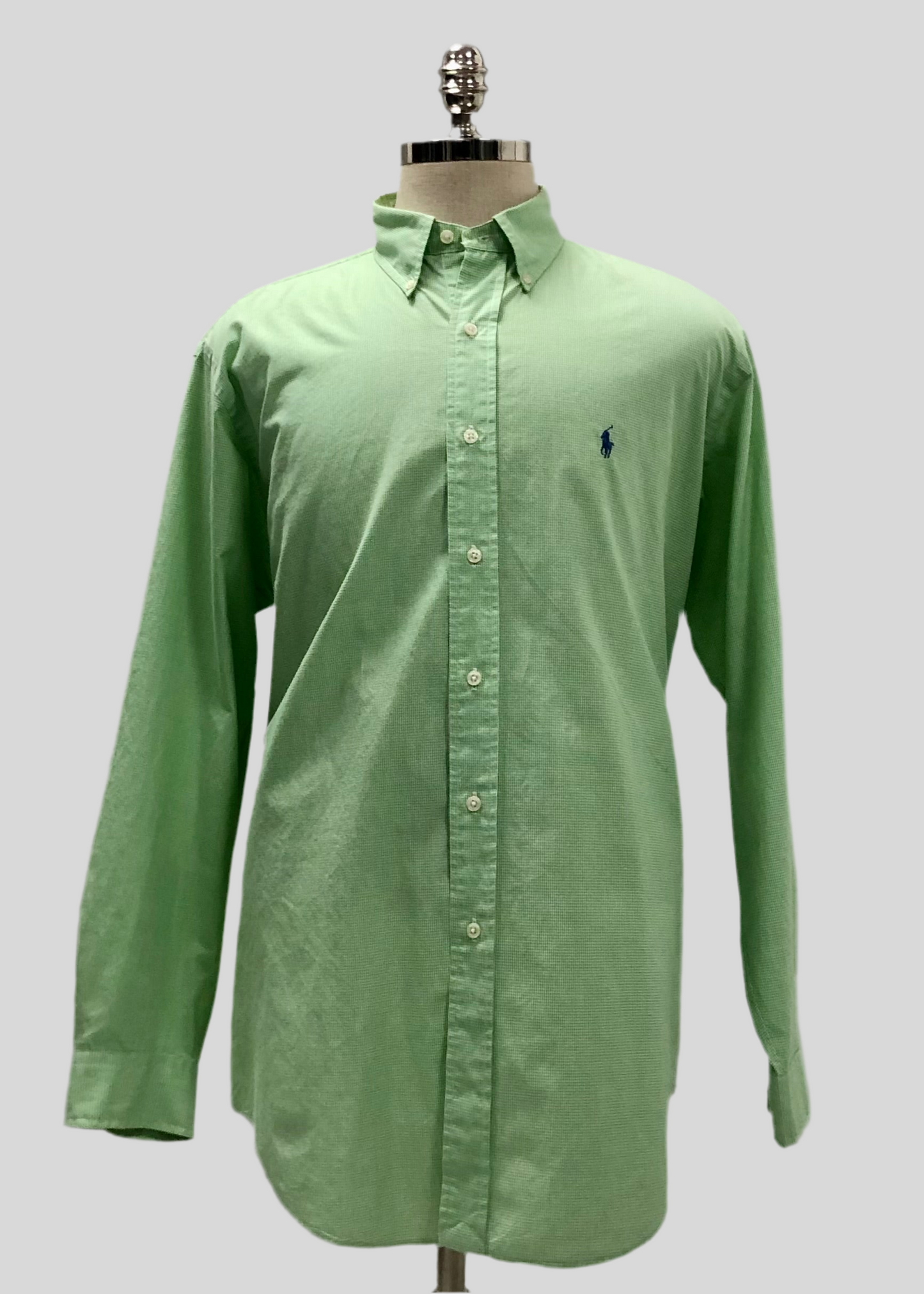 Camisa Polo Ralph Lauren 🏇🏼 con patron de cuadros finos en verde y blanco Talla XL Entalle Regular