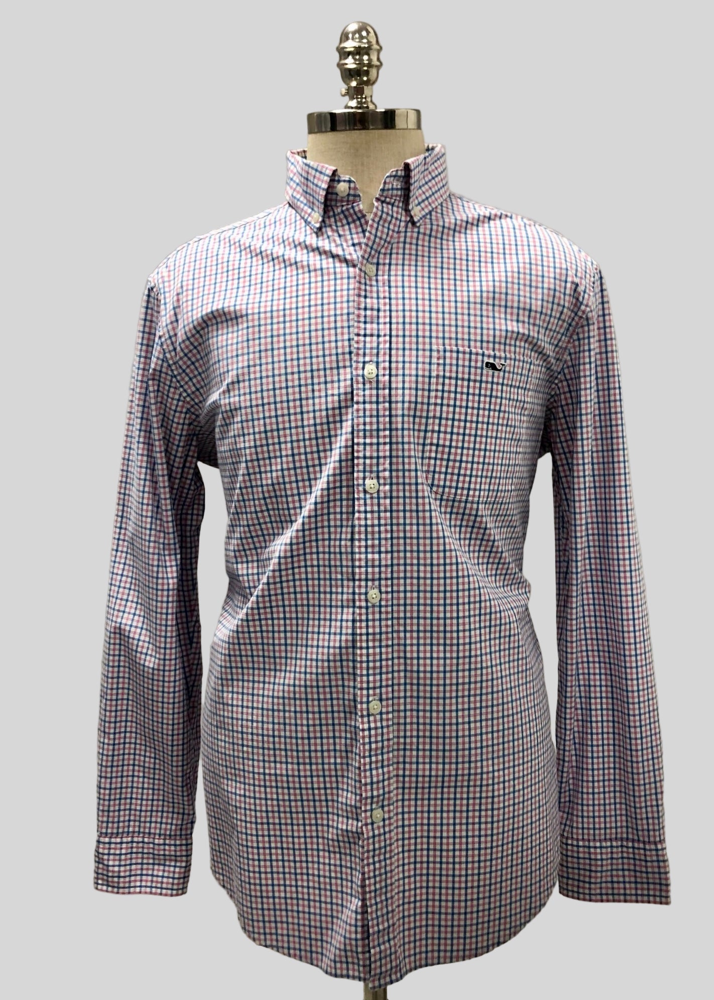 Camisa de botones Vineyard Vines 🐳 de cuadros en color rosado, azul y blanco Talla L Entalle Clásico