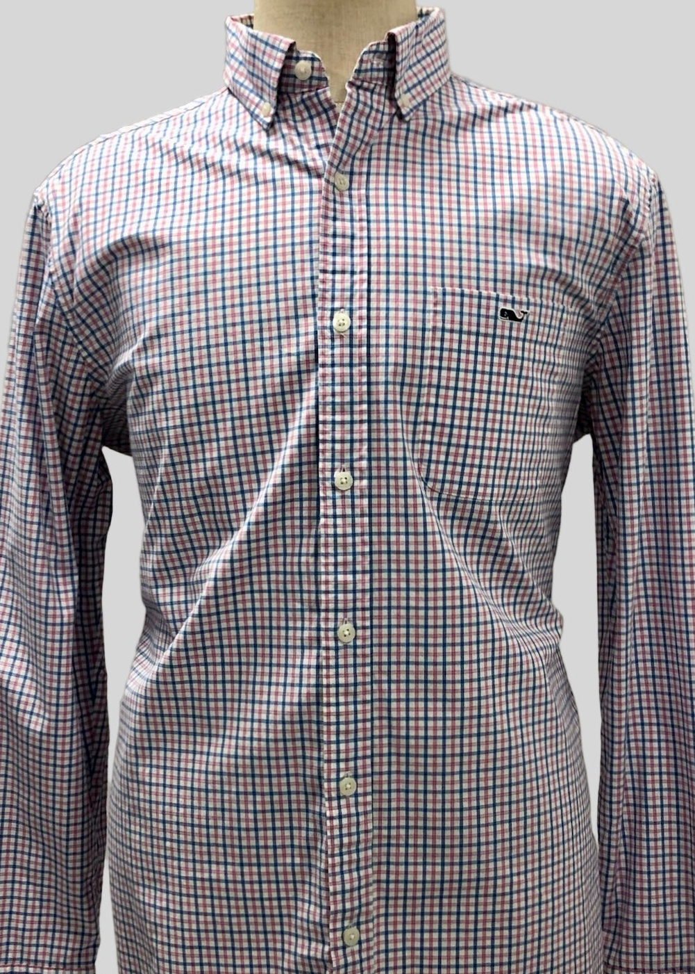 Camisa de botones Vineyard Vines 🐳 de cuadros en color rosado, azul y blanco Talla L Entalle Clásico
