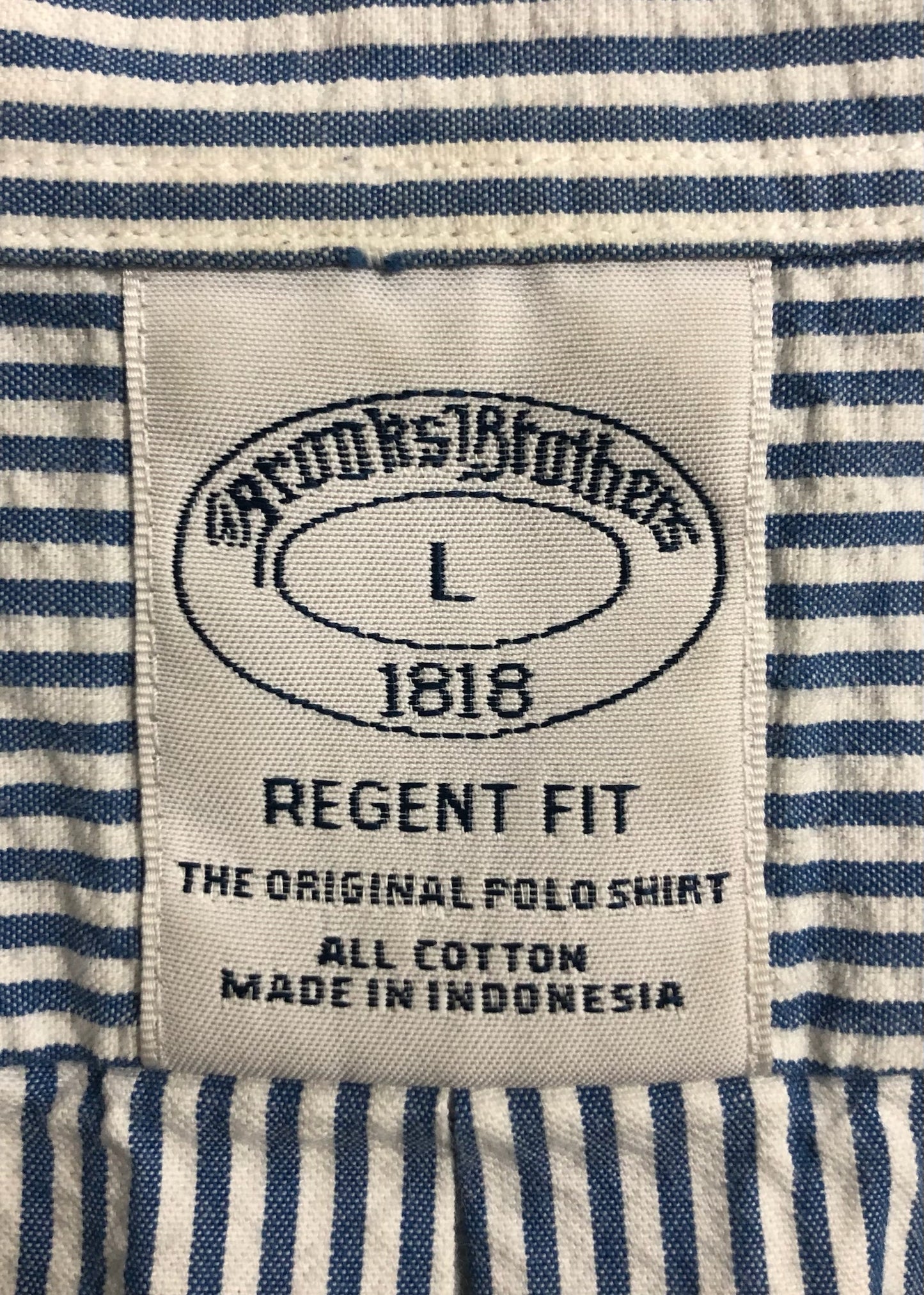 Camisa de botones Brooks Brothers 🐑 Seersucker de rayas en color azul y blanco Talla L Entalle Regular