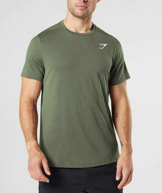 Camiseta de entrenamiento cuello redondo Gymshark 🏋🏽 color verde oliva manga corta Talla XL