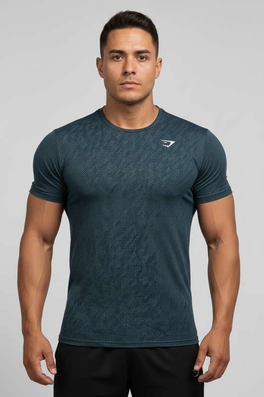 Camiseta de entrenamiento cuello redondo Gymshark 🏋🏽 color azul oscuro manga corta Talla L