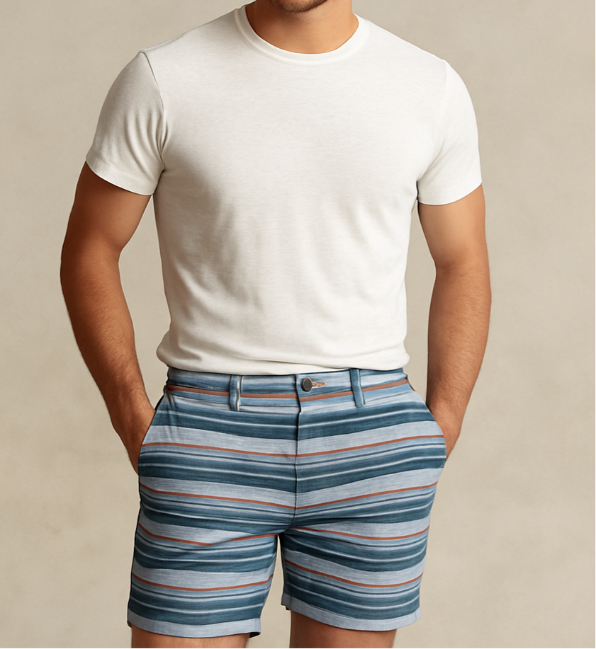Short Casual Tommy Hilfiger 🇺🇸 Diseño de rayas en color Azul y celeste talla 31